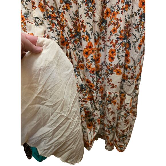 Chelsea 28 Floral Ruffle Sleeve Organic Cotton Midi dress Size XL - Picture 10 of 11